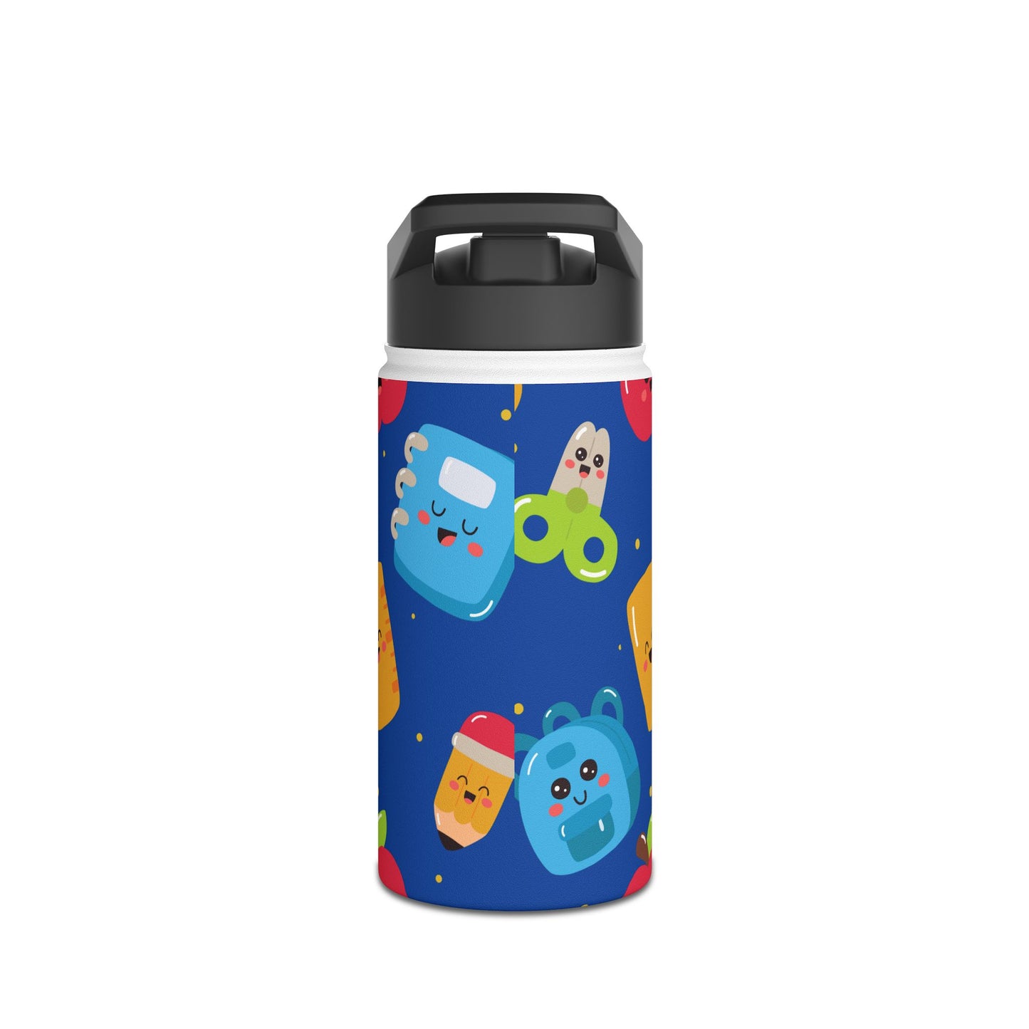 Personalized Blue Kawaii Composition Book Inspired Stainless Steel Water Bottle for Kids, School Supplies, Eco-Friendly Drinkware, Back to School, Teacher Gifts