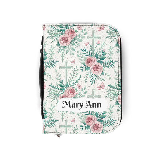 Floral Christian Bible Cover - Personalized with Name, Inspirational Gift for Baptism, Confirmation, or Any Religious Occasion
