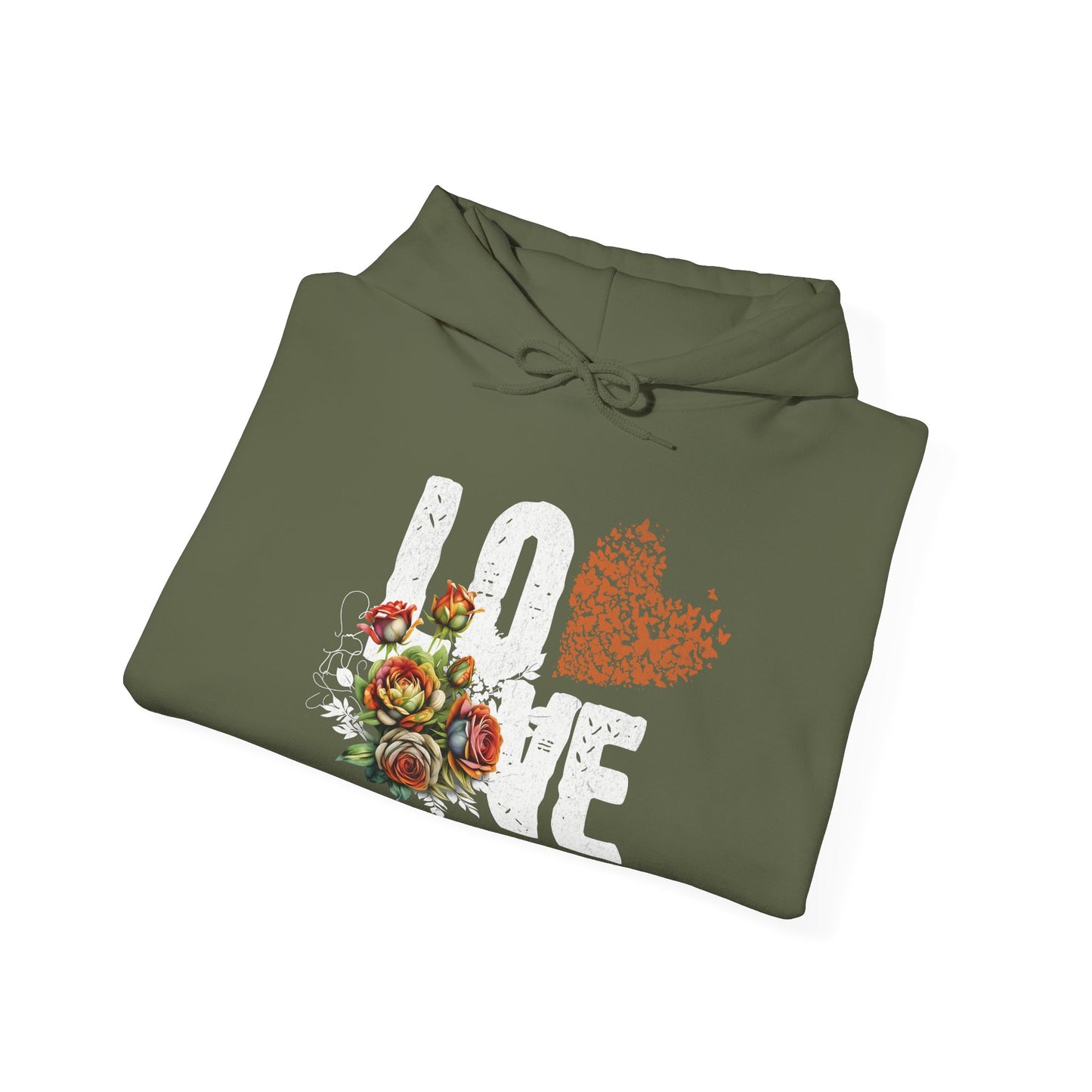 Love Floral Sweatshirt - Unisex Heavy Blend™ Hooded Pullover for Comfort and Style