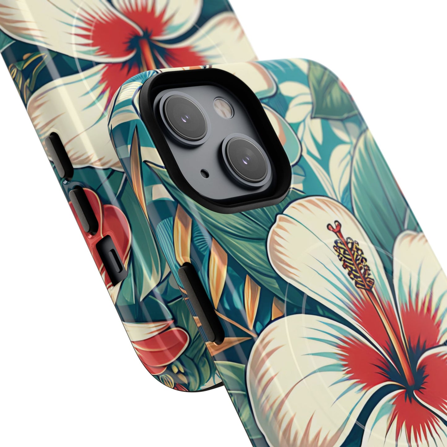 Tropical Hibiscus MagSafe® iPhone® Tough Case - Stylish Phone Protection Gift for Nature Lovers, Vibrant, Summer Vibes.