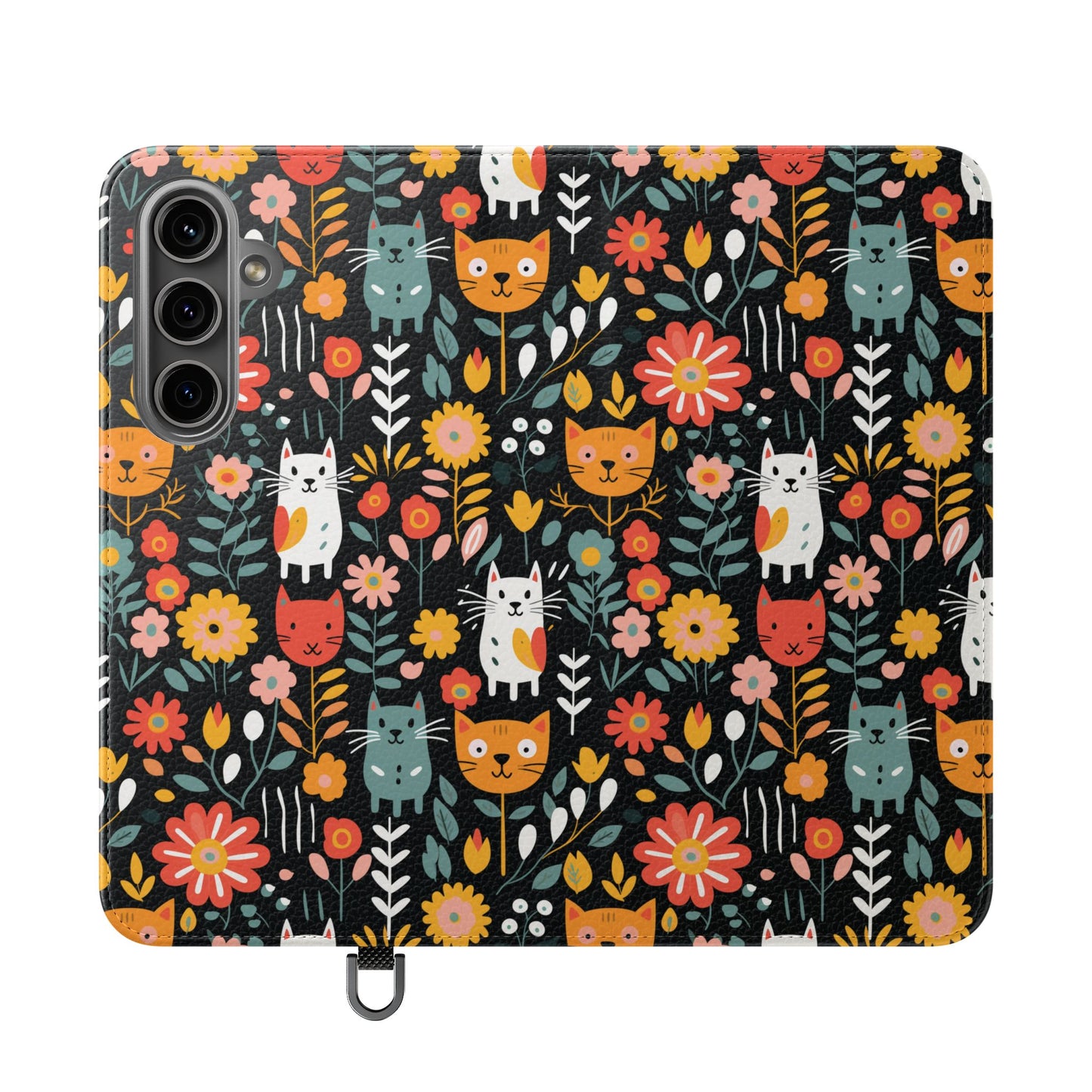 Whimsical Feline Garden iPhone and Samsung Flip Cases