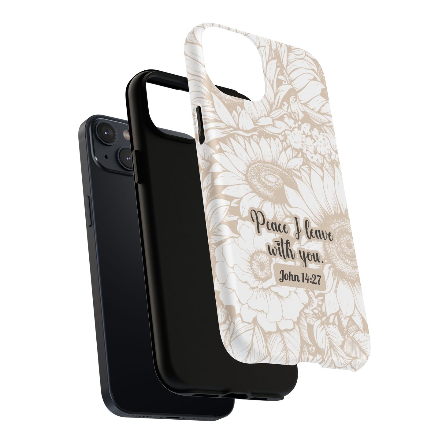 Peace I Leave with You John 14:27,Tough iPhone Magnetic MagSafe® Case Scripture, Sunflower Bible Verse,  iPhone® 13,  14, iPhone 15, iPhone 16, 17, Pro, Pro Max, Plus Cases.