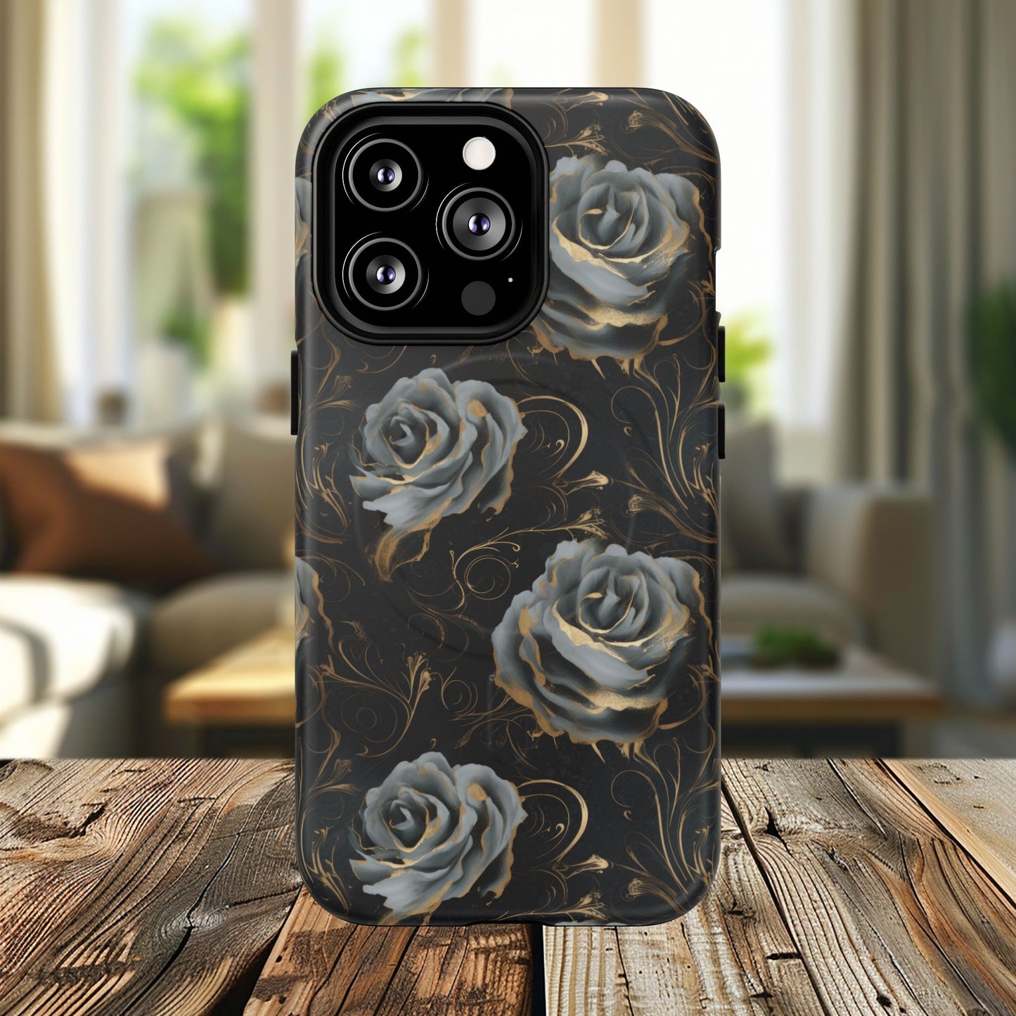Midnight Bloom Tough iPhone Magnetic Cases,  iPhone 14, iPhone 15, iPhone 16, Pro, Pro Max, Plus MagSafe Case, Protective Tech Accessories, Gift for Her, Floral Design