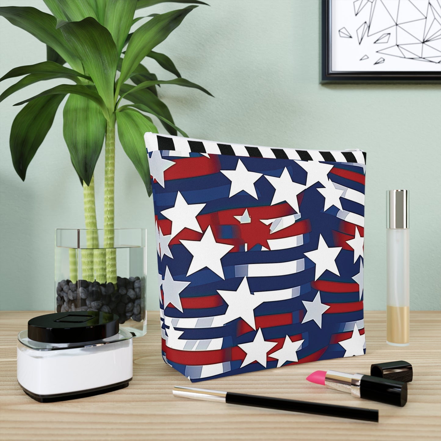 Patriotic Waves Cotton Cosmetic Bag