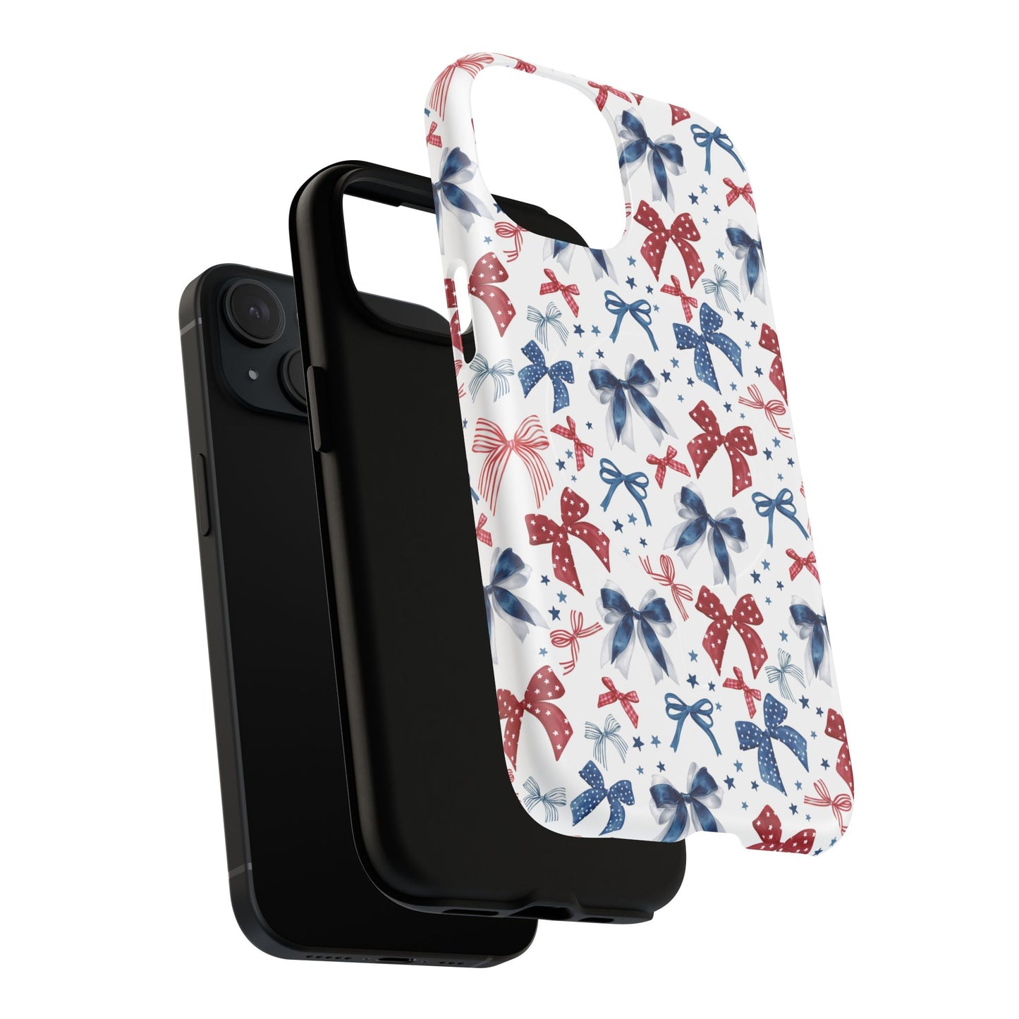 Patriotic Coquette Tough iPhone Magnetic Case, Stylish Gift for Her, Summer Celebrations, Cute Bow Design