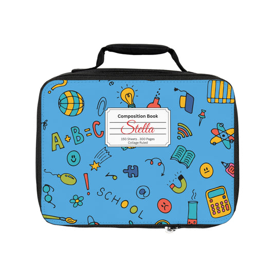 Personalized Classroom Couture Composition Book Inspired Colorful Kids Lunch Bag for School, Snack Bag, Lunch Tote, Lunchbox, Kids' Bag with Fun Back to School Design