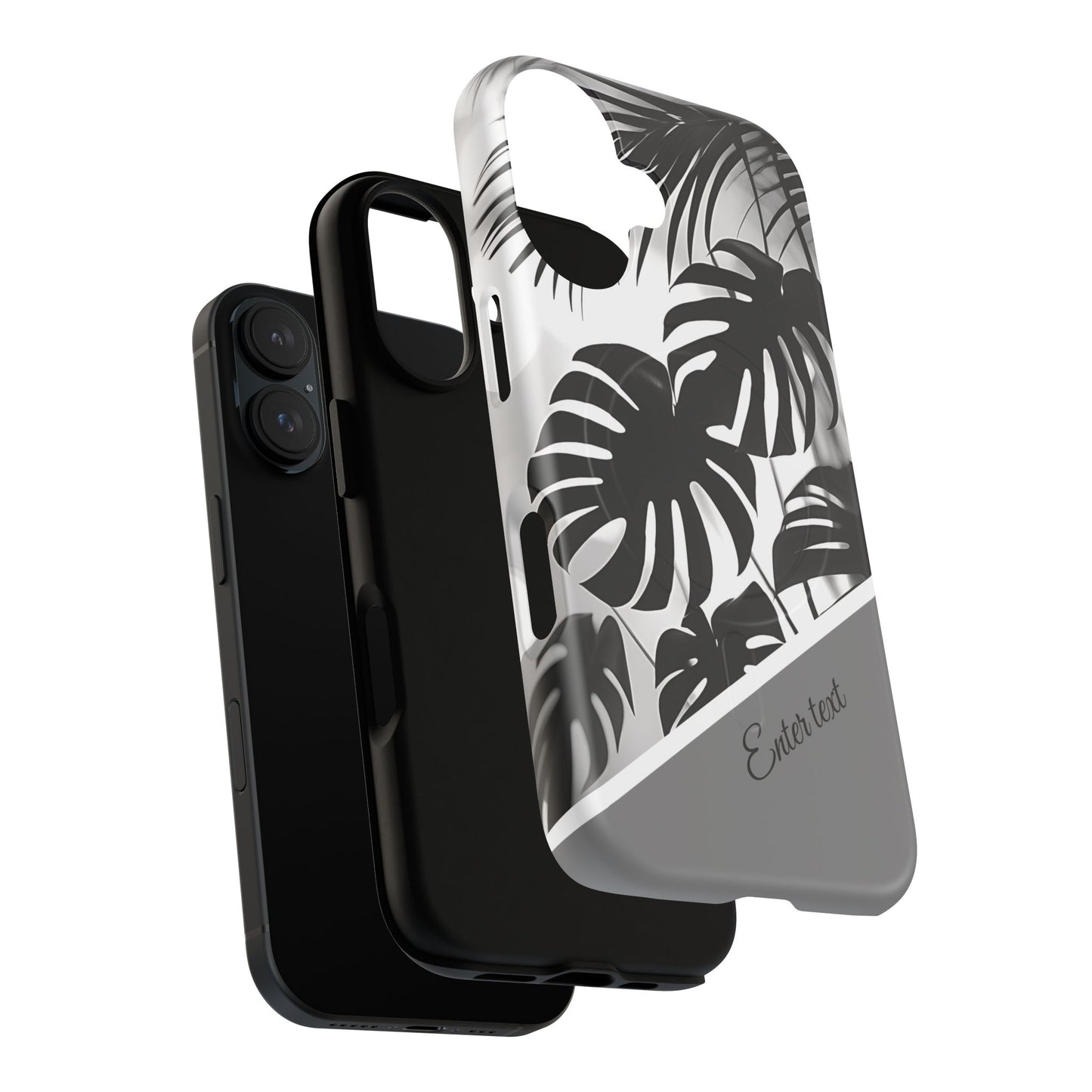 Personalized Monochrome Monstera Tropical Phone Case - Tough Magnetic MagSafe® Cases, Gifts for Nature Lovers, Stylish Phone Accessories, Gifts for Her.