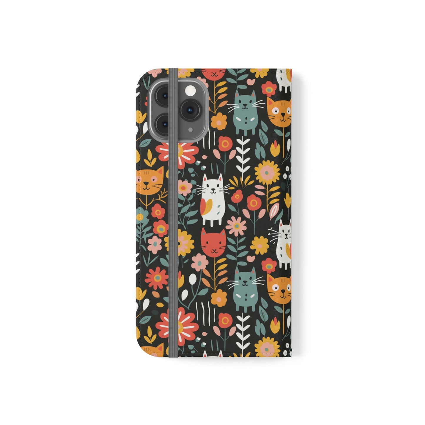 Whimsical Feline Garden iPhone and Samsung Flip Cases