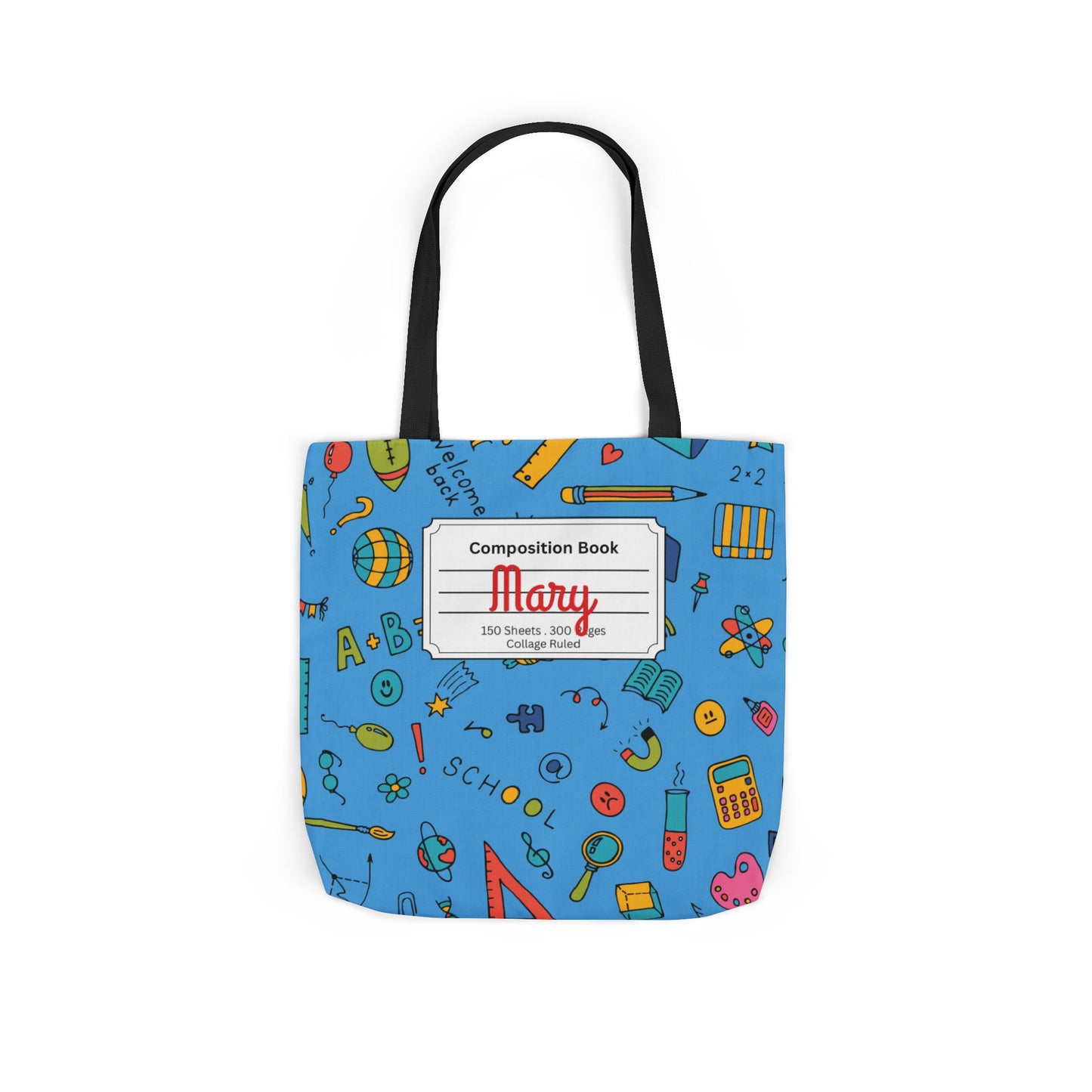 Personalized Classroom Couture Composition Book Inspired Canvas Tote Bag with Colorful Straps, Cute School Bag, Eco-Friendly Tote, Back to School Shopping Bag, Teacher Gift Idea