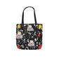 Personalized Black Composition Book Inspired Canvas Tote Bag with Colorful Straps, Cute School Bag, Eco-Friendly Tote, Back to School Shopping Bag, Teacher Gift Idea
