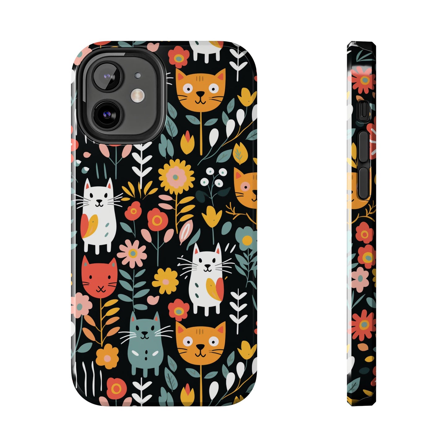 Whimsical Feline Garden iPhone and Samsung Tough Phone Cases,