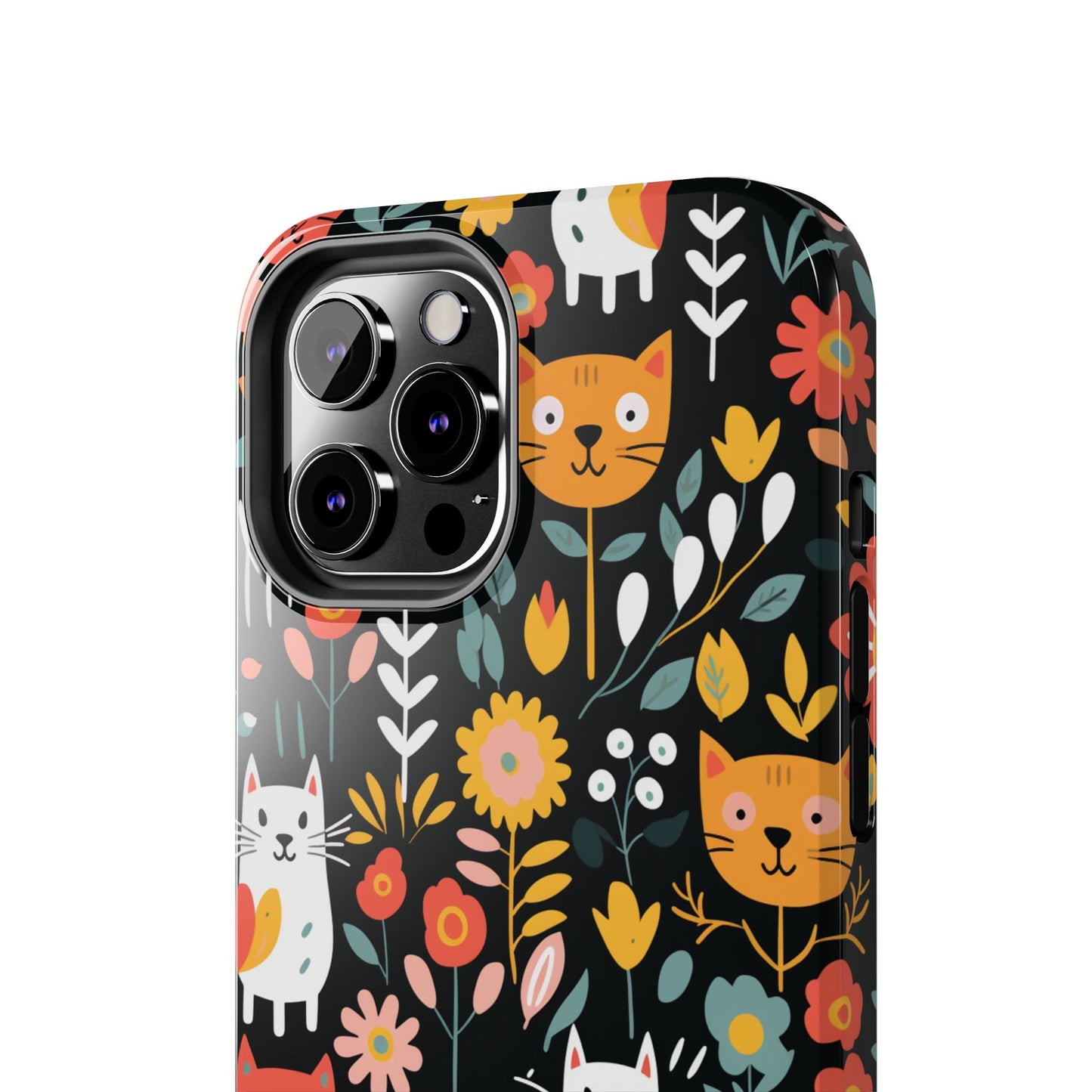 Personalized Whimsical Feline Garden Tough Phone Case — Custom Name iPhone & Samsung