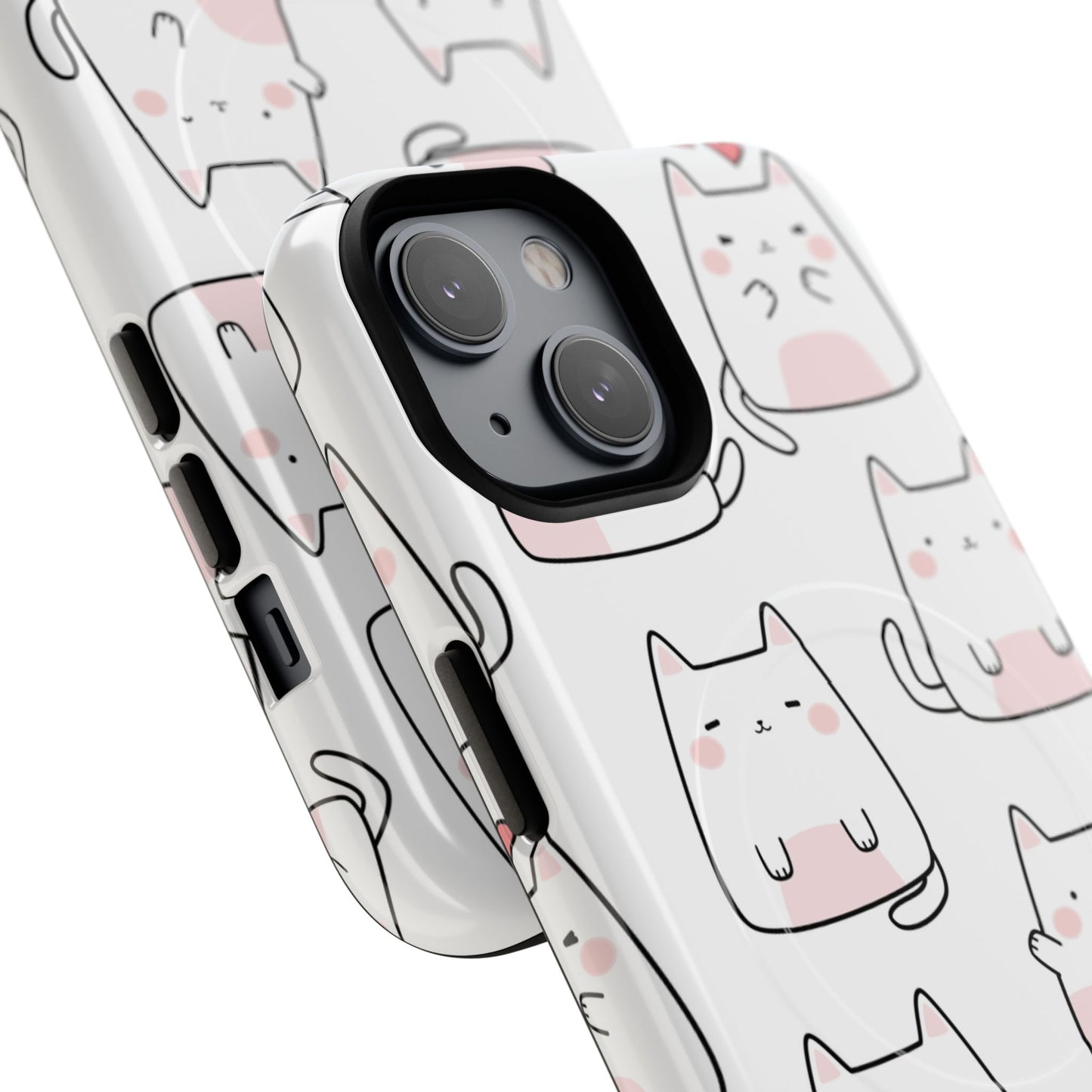 Cute Kawaii Cat Tough Magnetic iPhone Case, Cute Cat Lover Gift, Kawaii iPhone Cover, Tough iPhone Case, Unique Pet Themed Accessory,