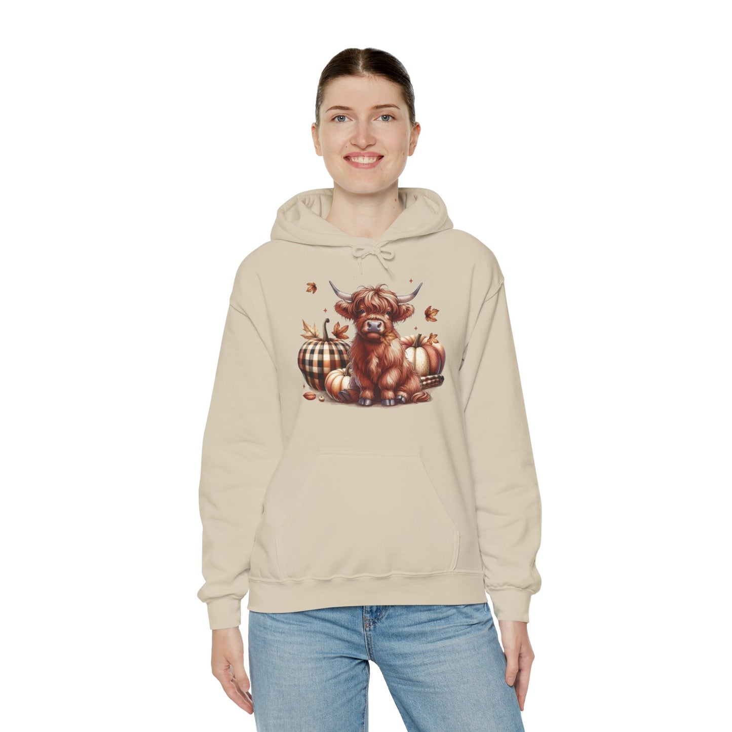 Autumn Highland Cow Charm Unisex Heavy Blend™ Hooded Sweatshirt