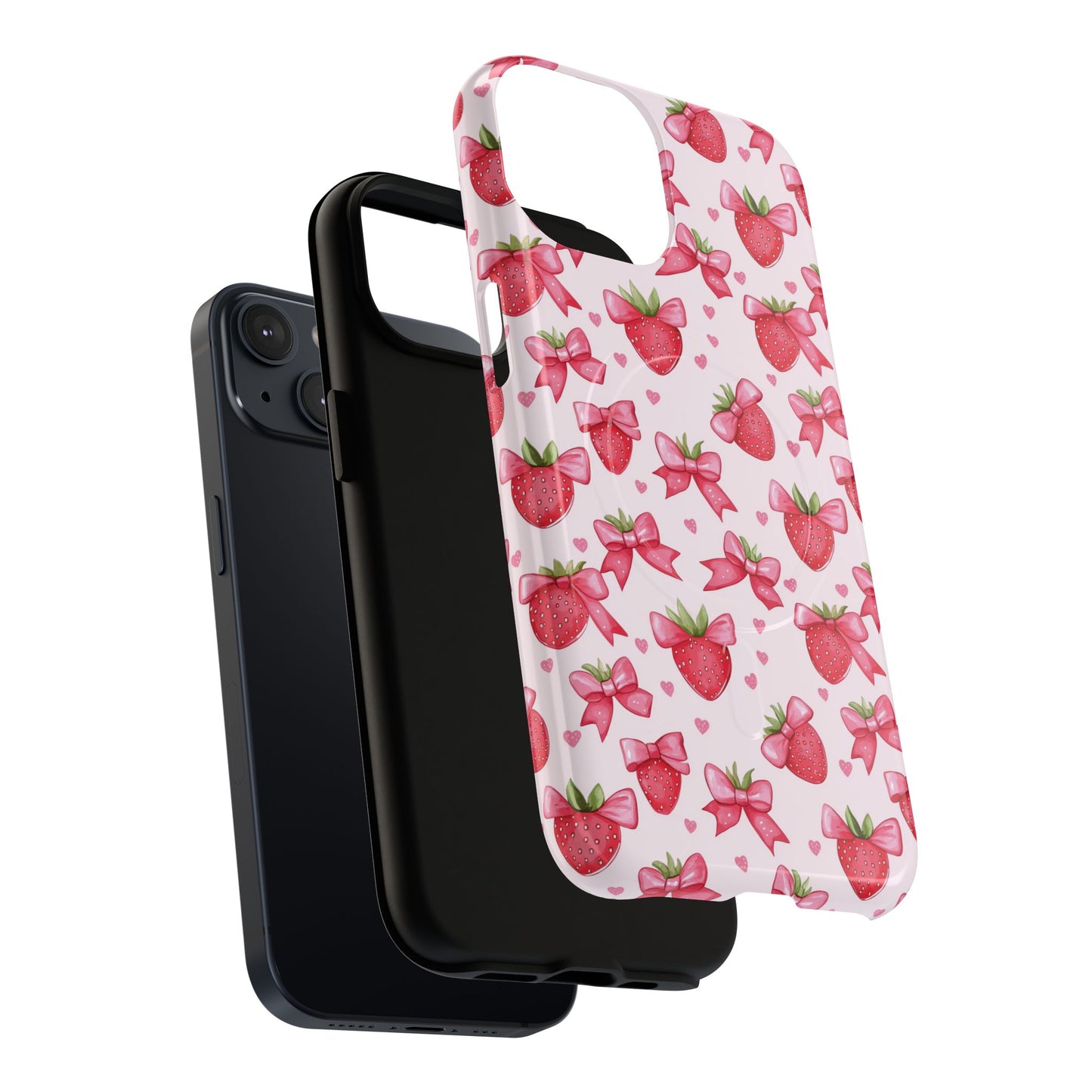 Strawberry Coquette Sweetheart Magnetic iPhone Case, Cute iPhone Cover, Gift for Her, Floral Tech Accessory, Stylish Protection, Mother's Day Gift