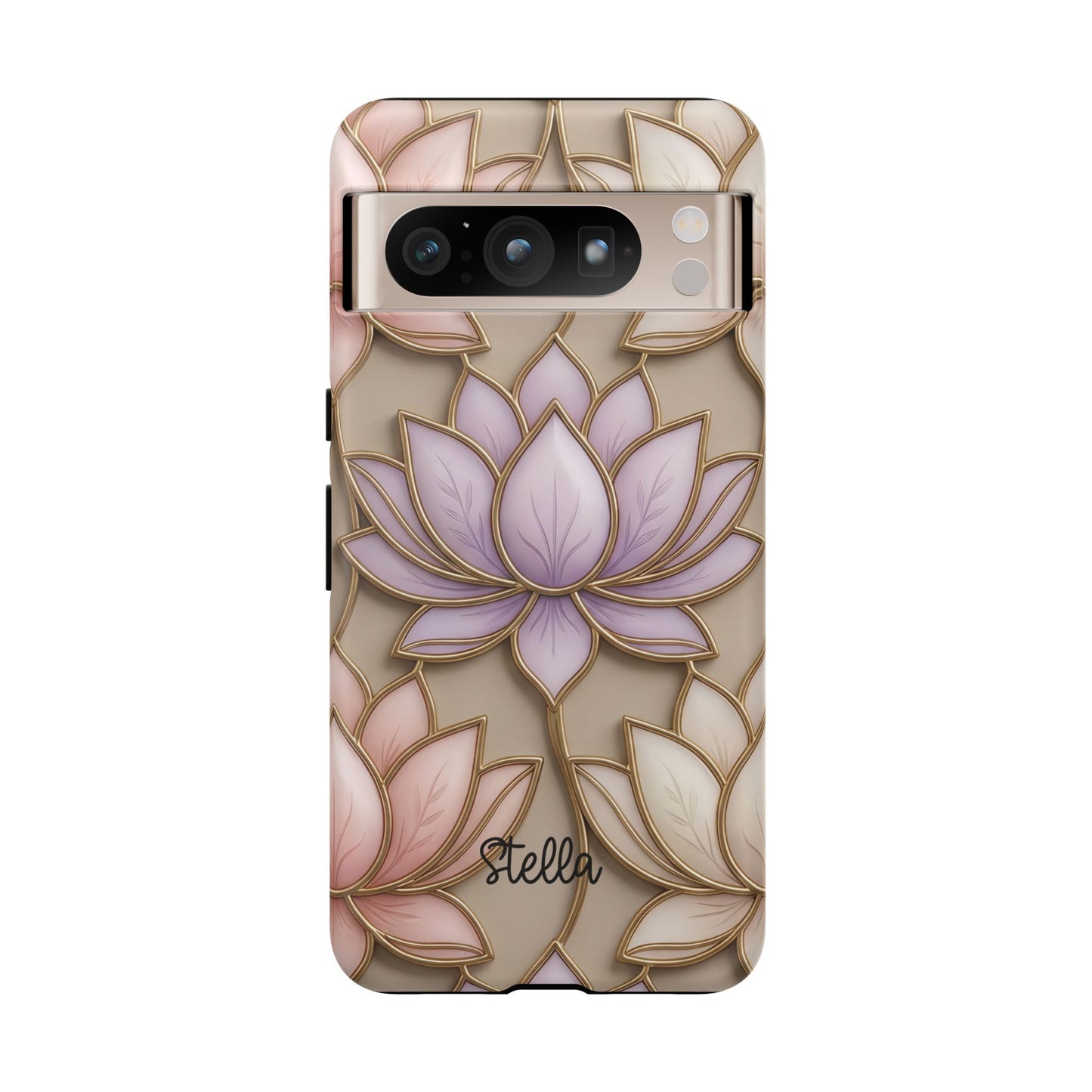 Personalized Lotus Floral Stained Glass Effect Tough Phone Case