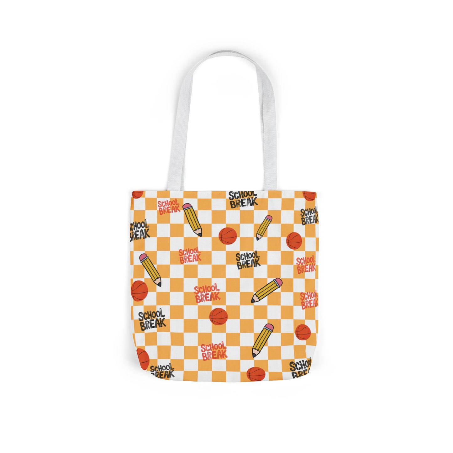 Personalized Orange Schoolyard Chic Composition Book Inspired Canvas Tote Bag with Colorful Straps, Cute School Bag, Eco-Friendly Tote, Back to School Shopping Bag, Teacher Gift Idea