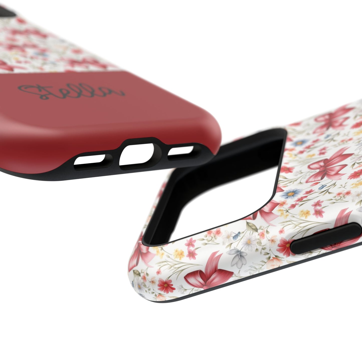 Personalized Rosette Coquette Floral Bow iPhone and Samsung Impact-Resistant Case — Custom Name Case