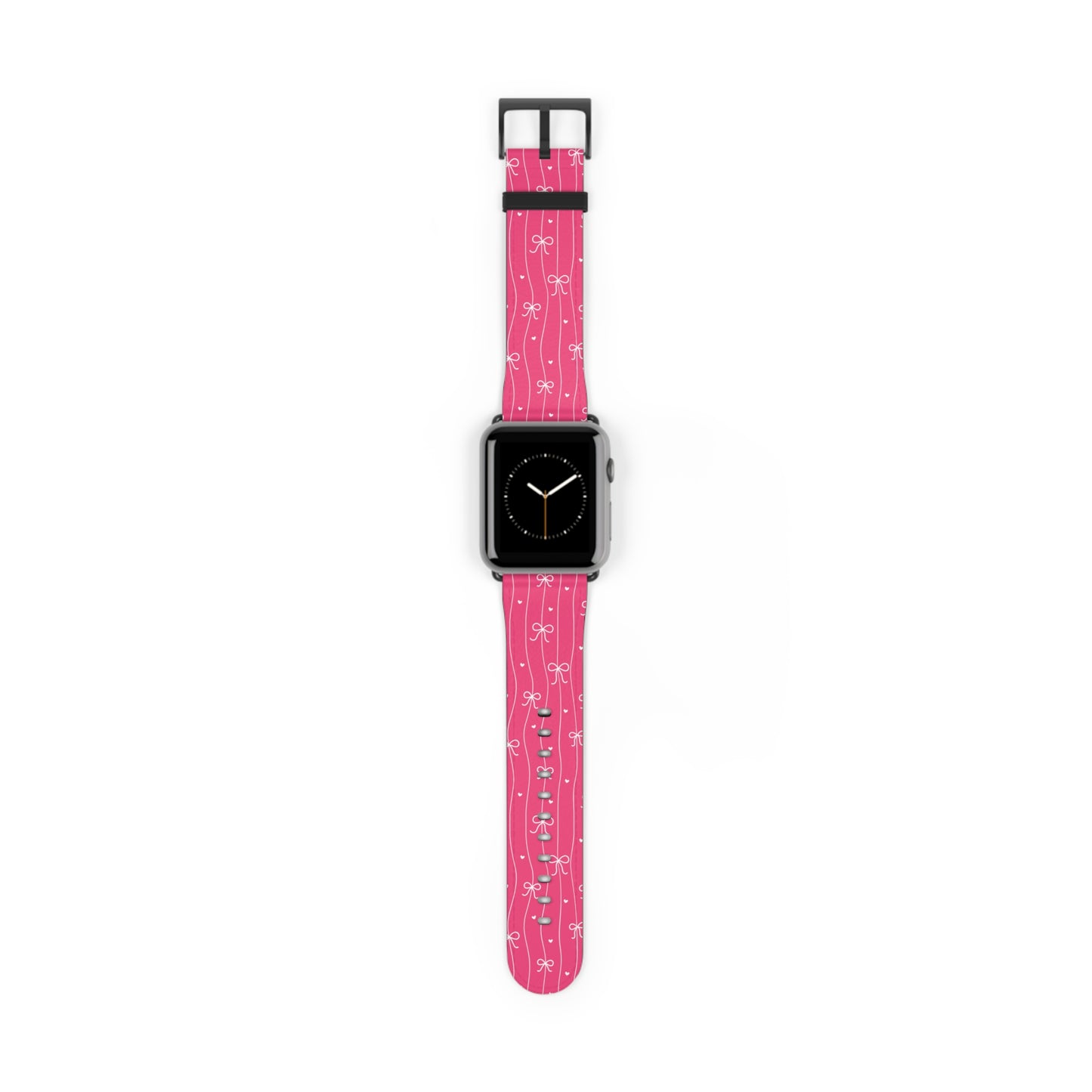 Pink Bow Coquette Watch Band ONLY — Cute Ribbon-Stripes Apple Watch Strap