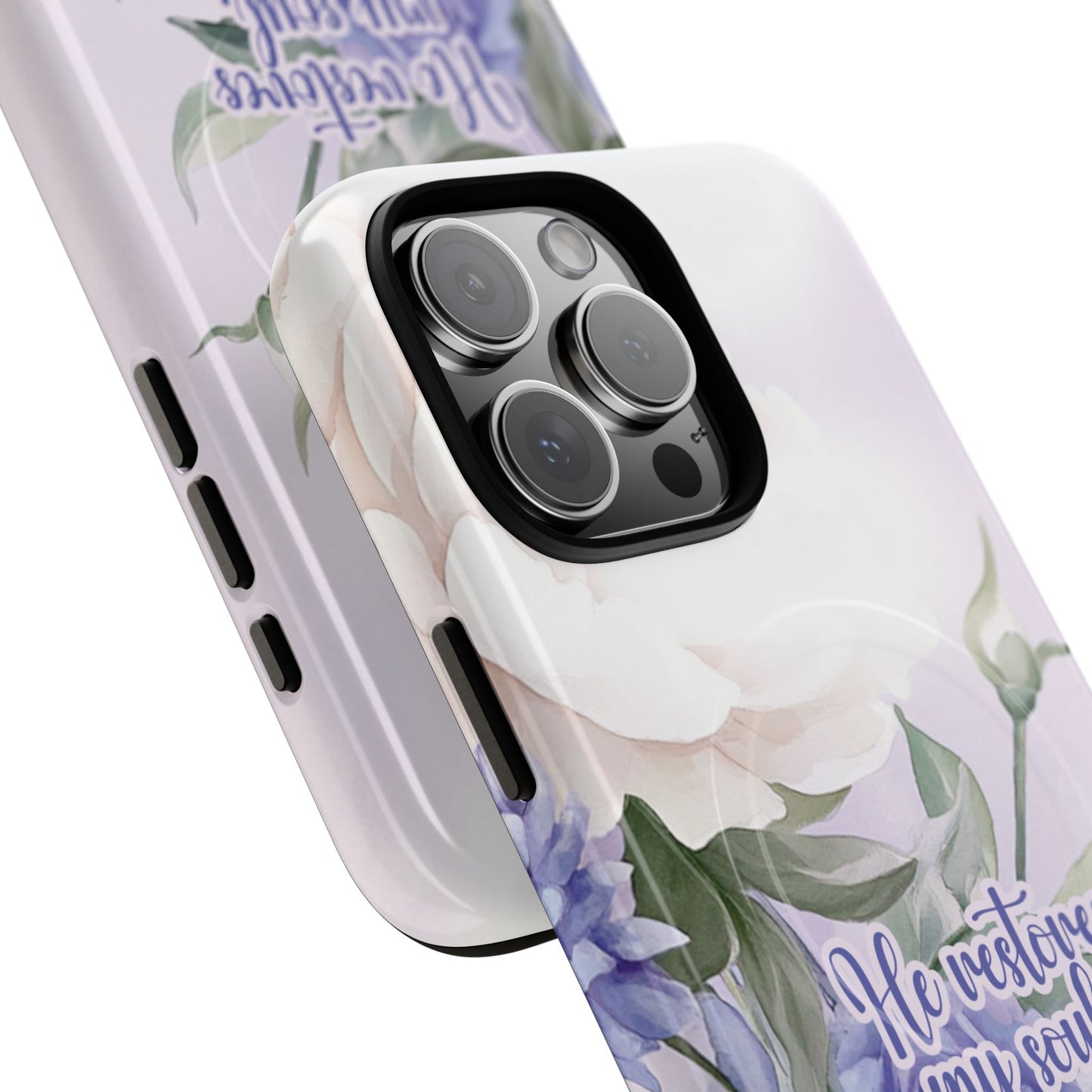 He Restores My Soul Tough iPhone Magnetic Cases, Christian Gift, MagSafe® iPhone® Tough Case, iPhone 13, 14, iPhone 15, iPhone 16, 17, Pro, Pro Max, Plus