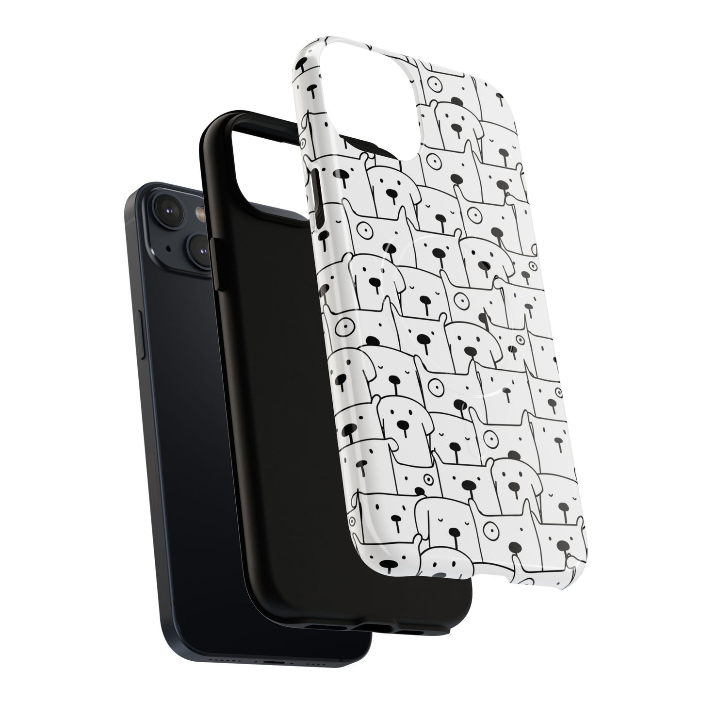 Cute Woof Line-Up iPhone Case, Tough Magnetic Case for Pet Lovers, Stylish Phone Accessory, Gift for Dog Owners, Protective Pet Case