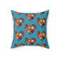 Turquoise Patchwork Heart Spun Polyester Square Pillow