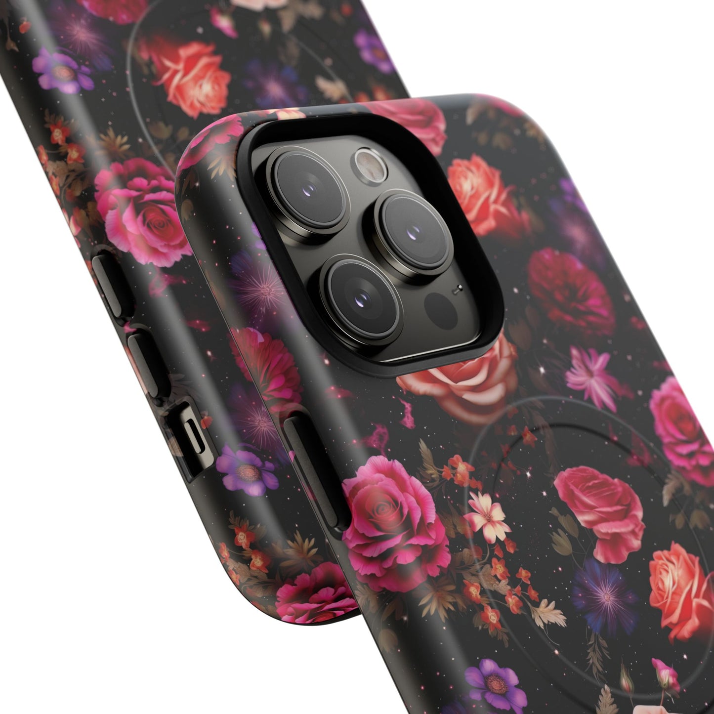 Starry Rose Garden Tough Magnetic Phone Case, Stylish Phone Cover, Gift for Her, Elegant Floral Design, Durable Phone Accessories