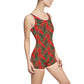 Red Tropical Bliss Women's Vintage Swimsuit (AOP)