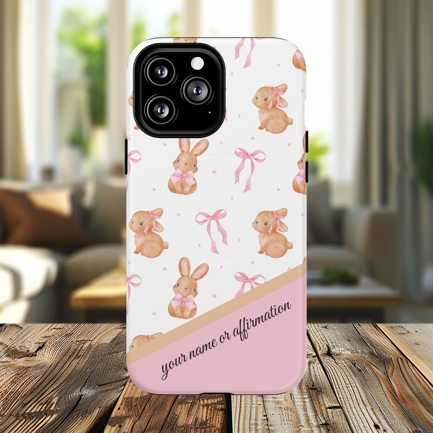 Personalized Bunny iPhone Case - Cute Animal Design, Tough MagSafe® Magnetic Case, Easter Gift, Spring Aesthetic, Kids Accessories