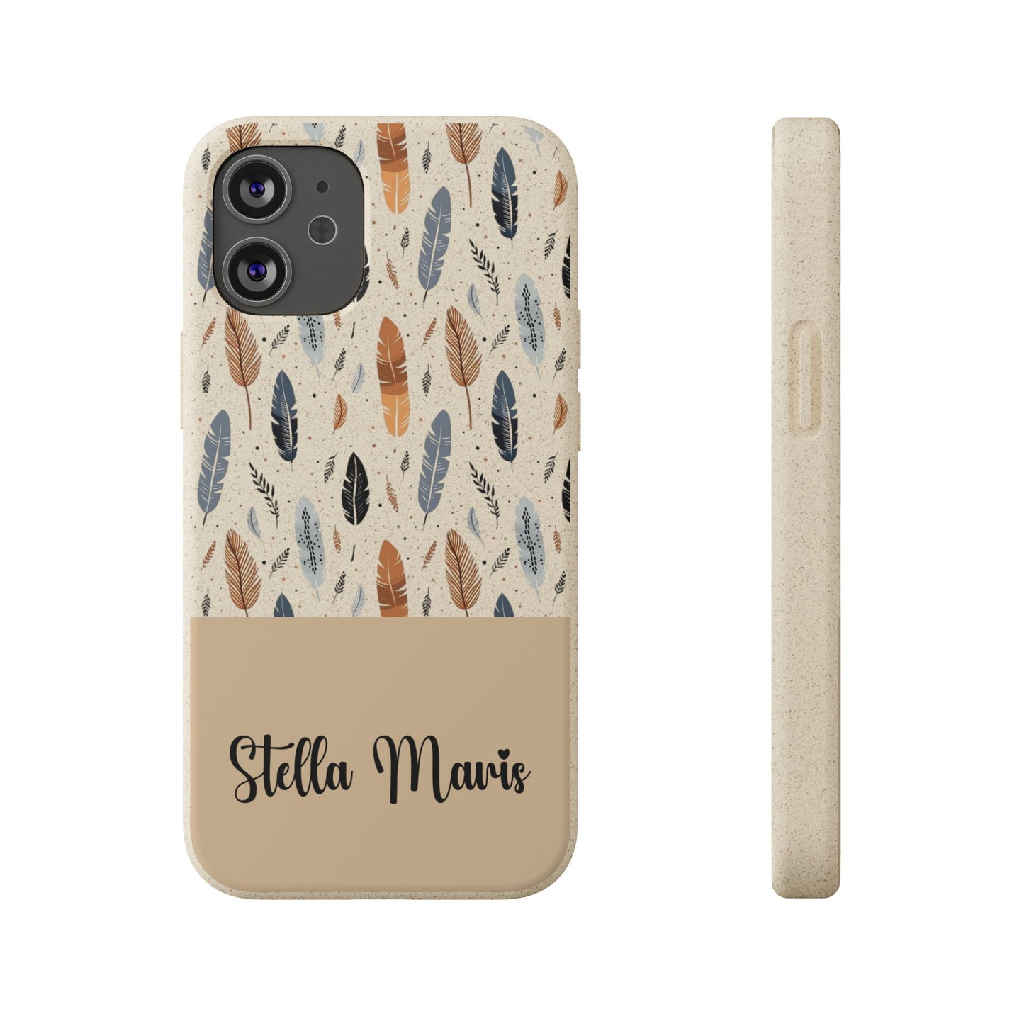 Personalized Whispering Feathers Samsung Biodegradable Case, Custom Name Case.
