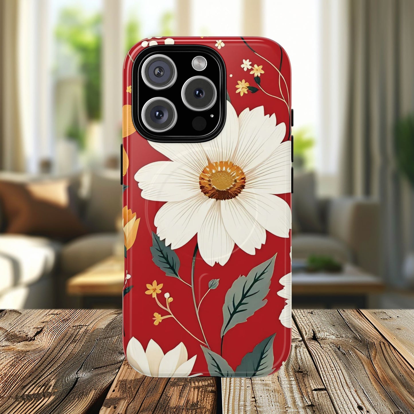 Floral Fusion Tough Magnetic Phone Case | Flower Design, Durable Protective Cover, Gift for Her, Spring Style, Unique Phone Accessory.
