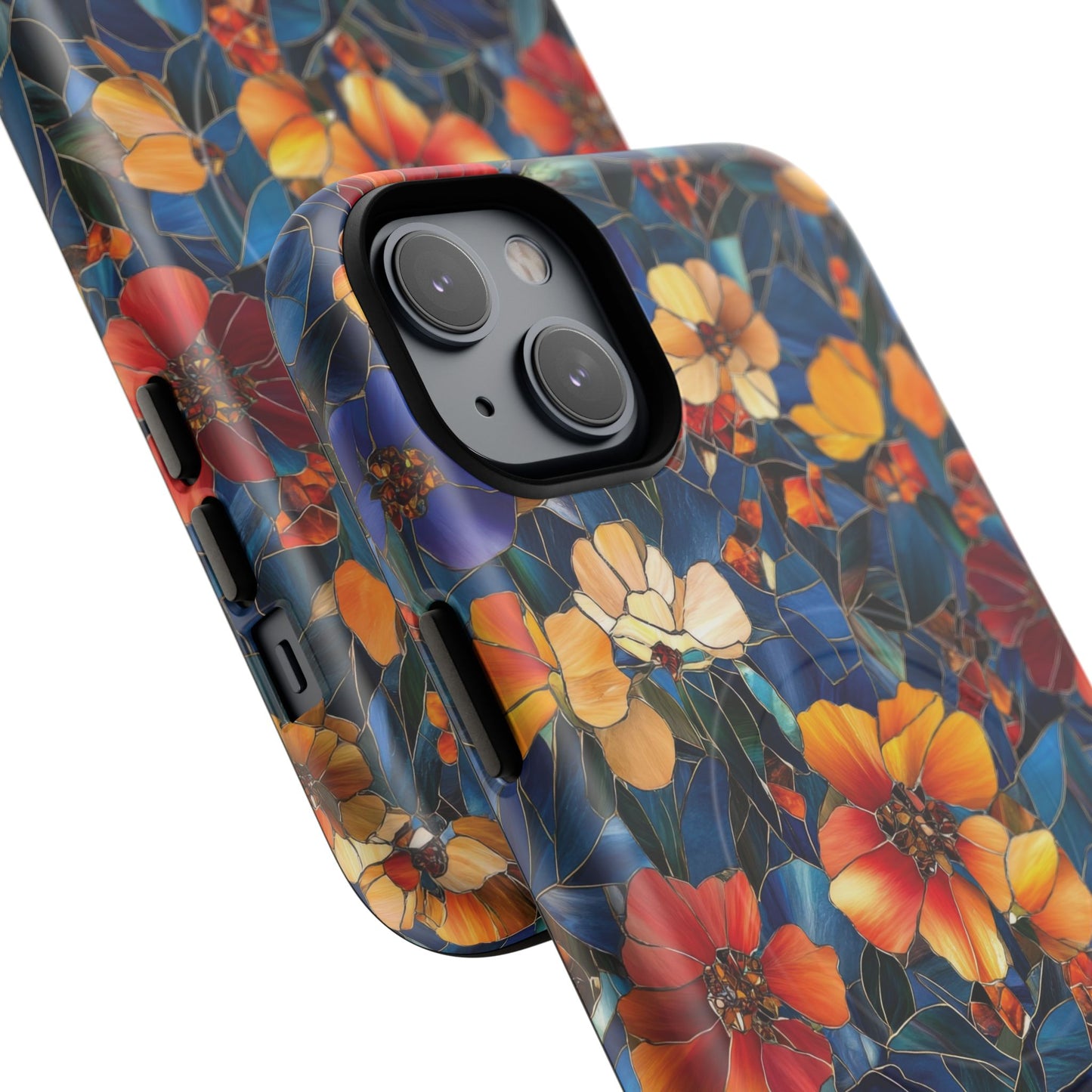 Cathedral Petals Tough Magnetic iPhone Case, Durable, Stylish, Unique Floral Design, Gifts for Her, Birthday, Everyday Use, Stained Glass iPhone Case.