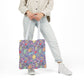 Personalized Purple Doodle Daydream Composition Book Inspired Canvas Tote Bag with Colorful Straps, Cute School Bag, Eco-Friendly Tote, Back to School Shopping Bag, Teacher Gift Idea