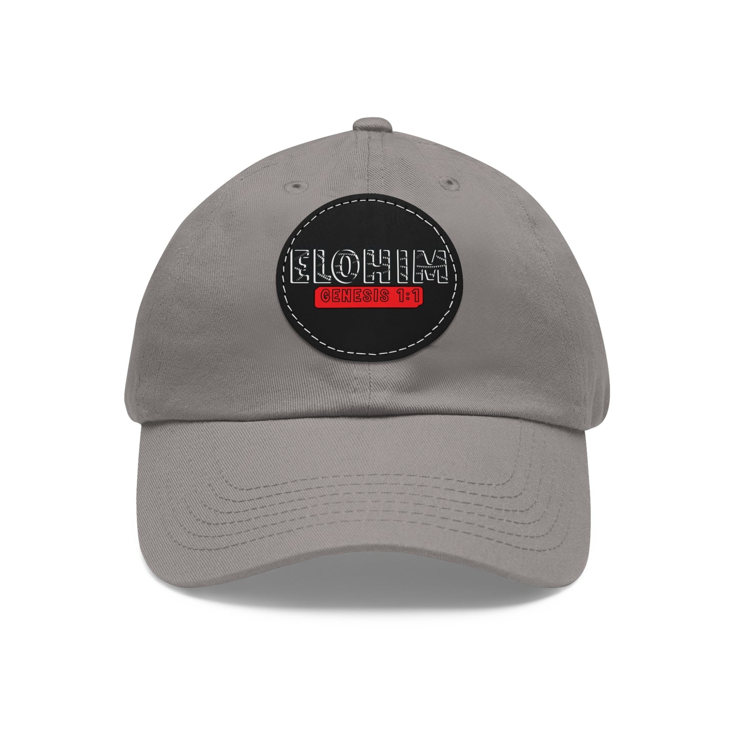 'ELOHIM, GENESIS 1:1- Stylish Dad Hat with Leather Patch | a Unisex Gift, Casual Wear, Summer Accessory, Unique Outdoor Cap, Adjustable Sun Hat, Christian Gift