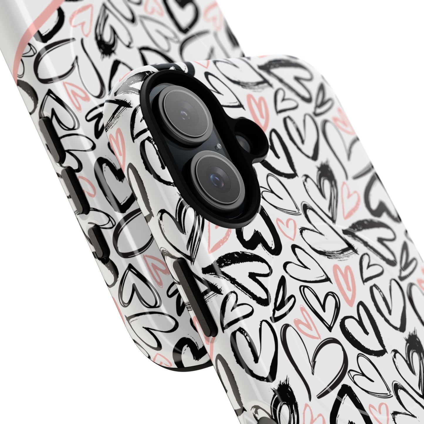 Heart Scribbles Tough Magnetic MagSafe®Case - Cute, Stylish, Gifts for Her, Love, Valentine's Day,  iPhone® 13, 14, 15, 16, 17, Pro, Pro Max, Plus Cases.