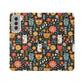 Whimsical Feline Garden iPhone and Samsung Flip Cases