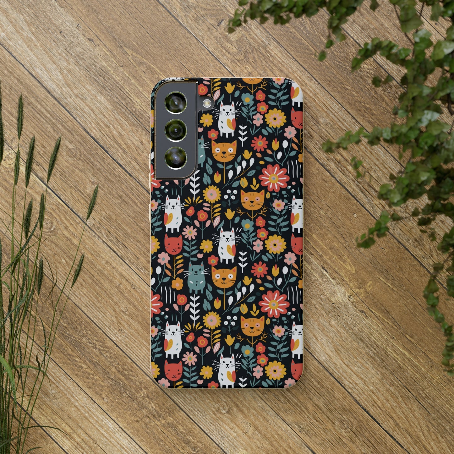 Whimsical Feline Garden Samsung Biodegradable Cases