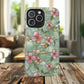 Aqua Bloom Serenity Tough iPhone Magnetic Cases, Cute Flower Design, Stylish Protection, Gift for Her, Trendy Accessories, iPhone MagSafe Accessory.