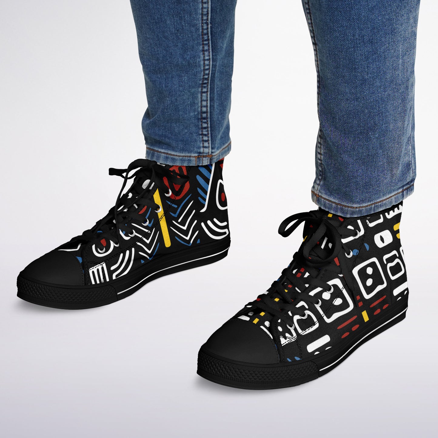 Geometric Harmony Urban Peak High Top Shoes - AOP