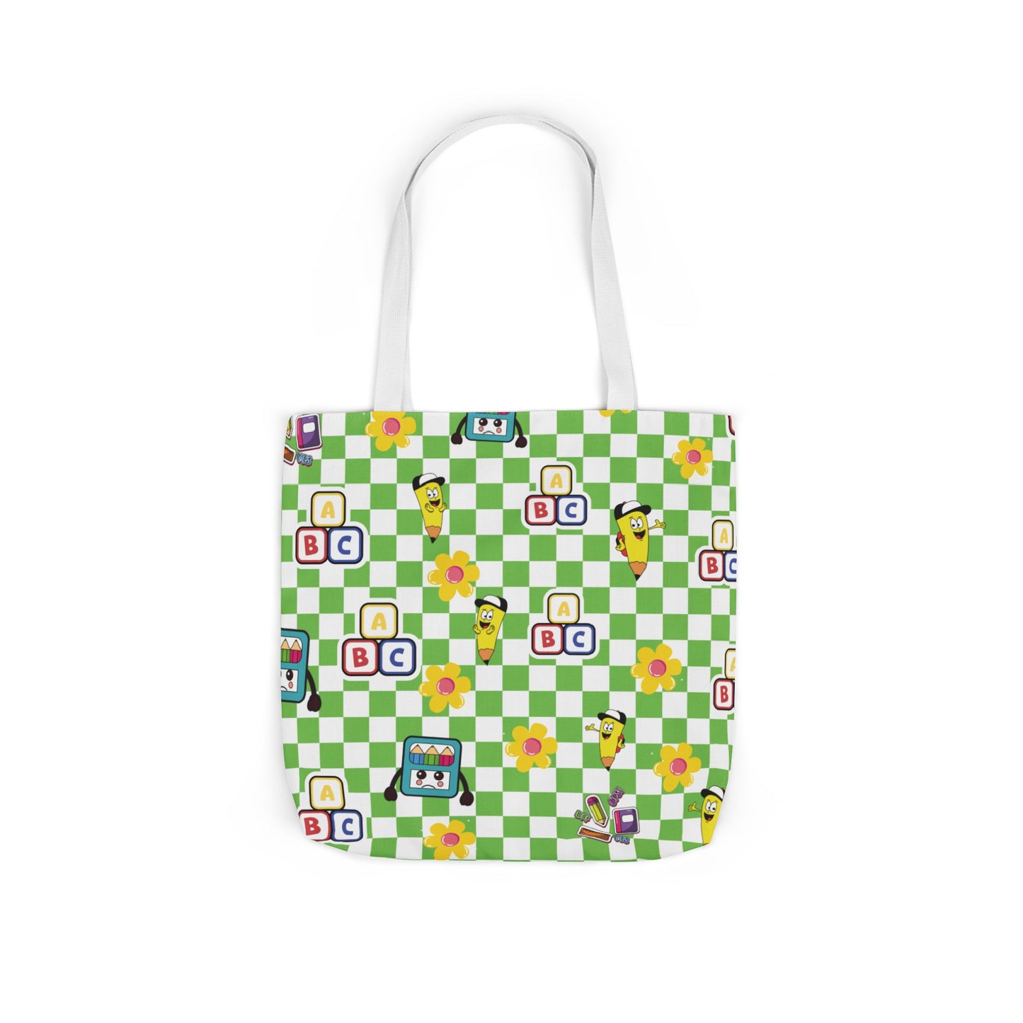 Personalized Green Schoolyard Chic Composition Book Inspired Canvas Tote Bag with Colorful Straps, Cute School Bag, Eco-Friendly Tote, Back to School Shopping Bag, Teacher Gift Idea