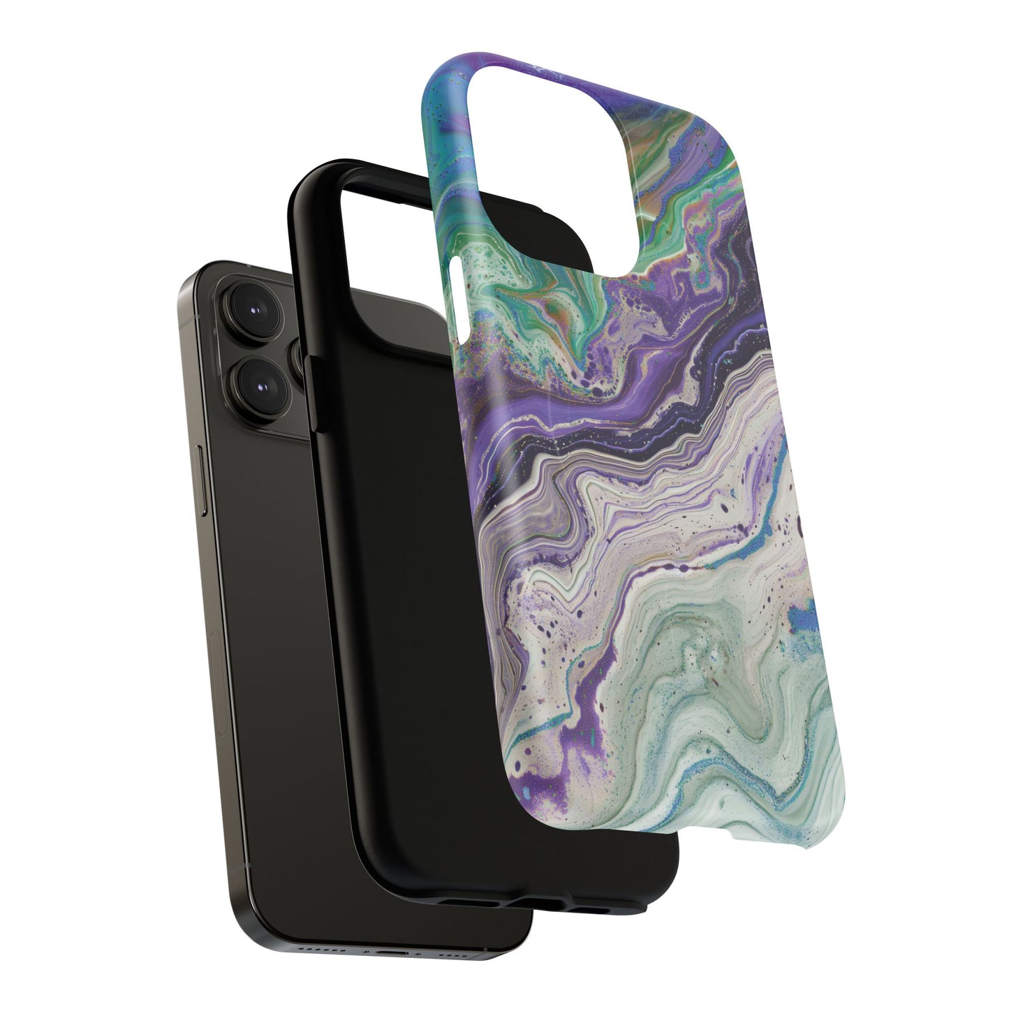 Stylish Purple Acrylic Tough Magnetic iPhone Cases, Unique Protective Cases for iPhone, Colorful Marble Design, Great Gift for iPhone Lovers