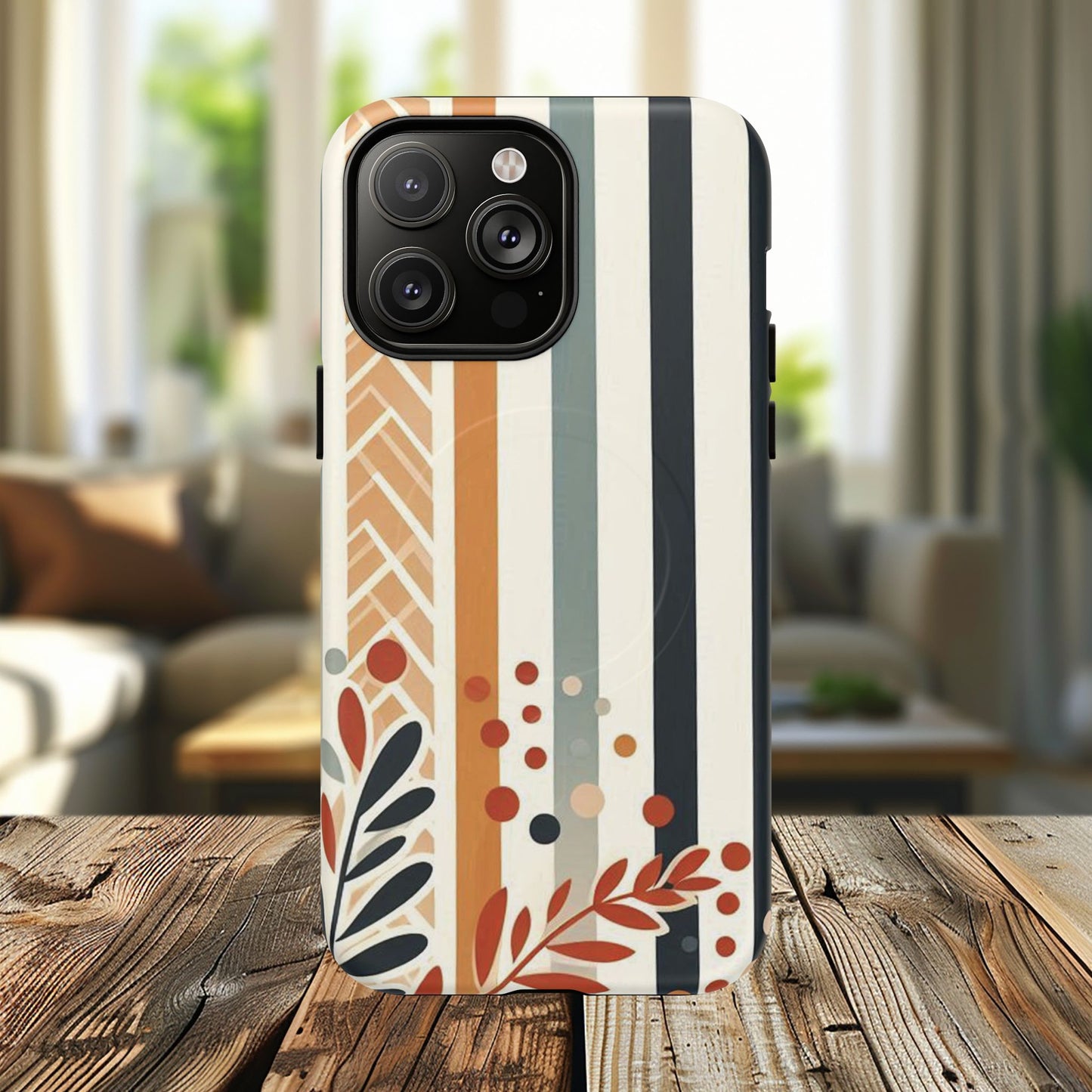 Terracotta Trails Tough Magnetic iPhone Cases for Everyday Use, Floral Patterned Stability Case, Gift for Her, Durable iPhone Accessory.