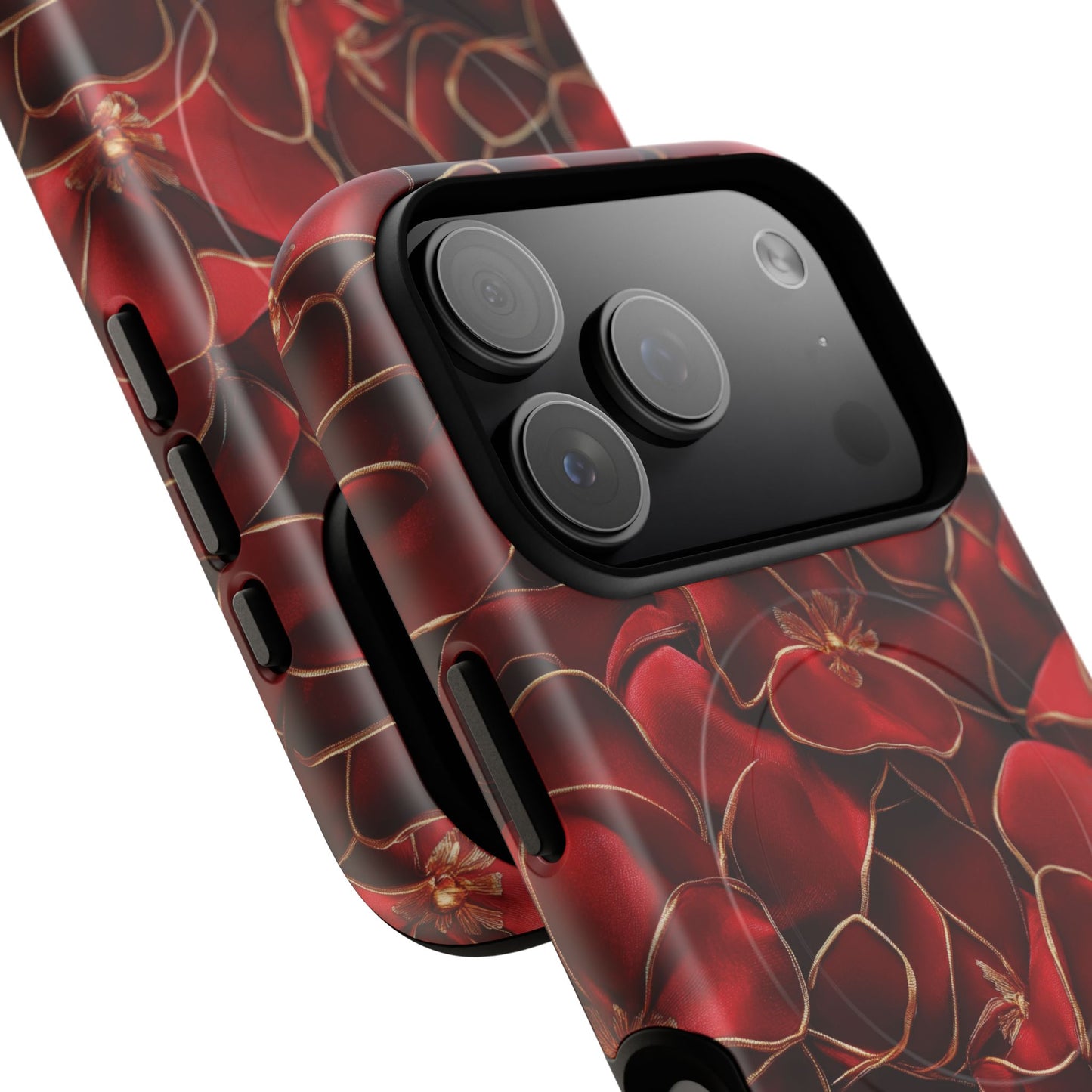 Crimson Bloom Tough iPhone Magnetic Case, Protective iPhone Case, Stylish iPhone Cover, Gift for Her, Mother's and Birthday Gifts, Unique Floral Accessories