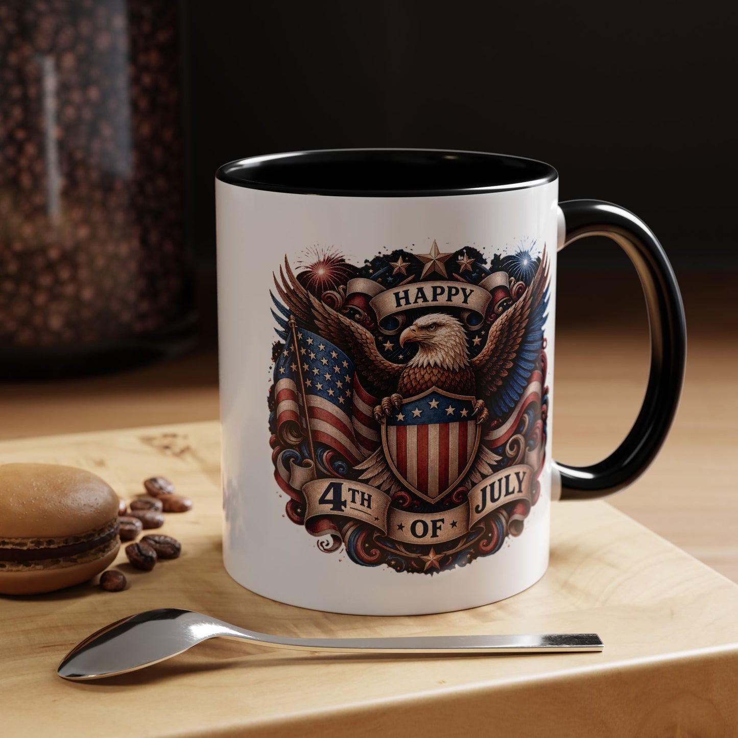 4th of July Eagle Coffee Mug — Patriotic American Flag Accent Mug (11/15oz)