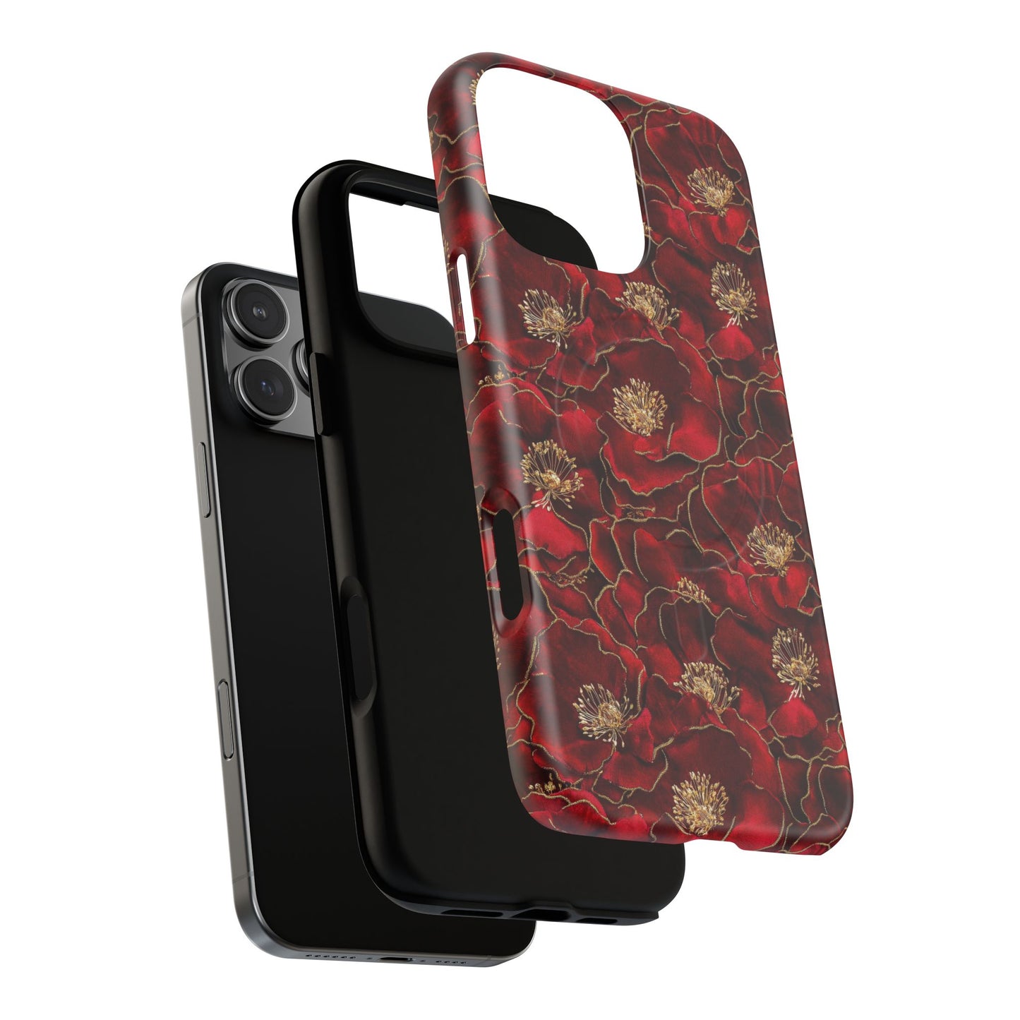 Midnight Poppy Luxe Tough iPhone Magnetic Case, Unique Flower iPhone Cover, Durable Floral Design, Gift for Her, Gift for Mother's.