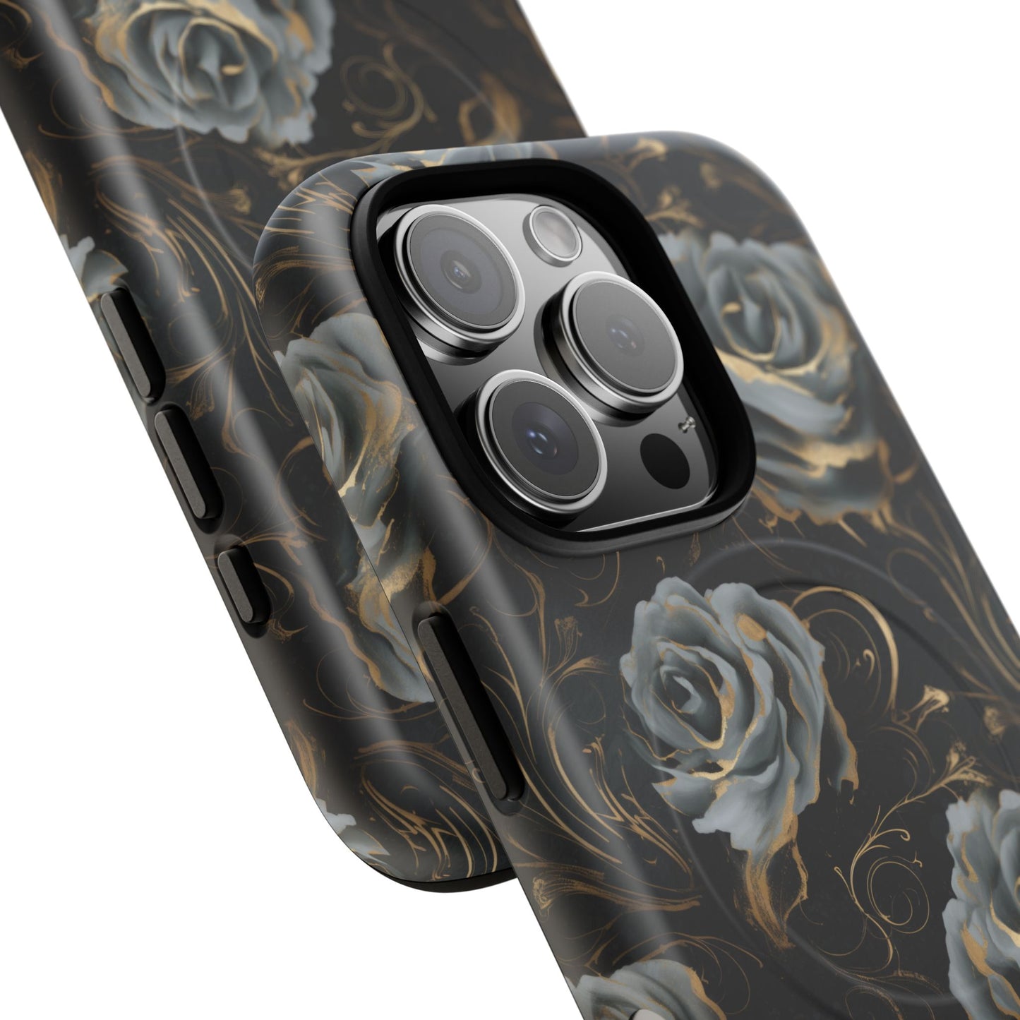 Midnight Bloom Tough iPhone Magnetic Cases,  iPhone 14, iPhone 15, iPhone 16, Pro, Pro Max, Plus MagSafe Case, Protective Tech Accessories, Gift for Her, Floral Design