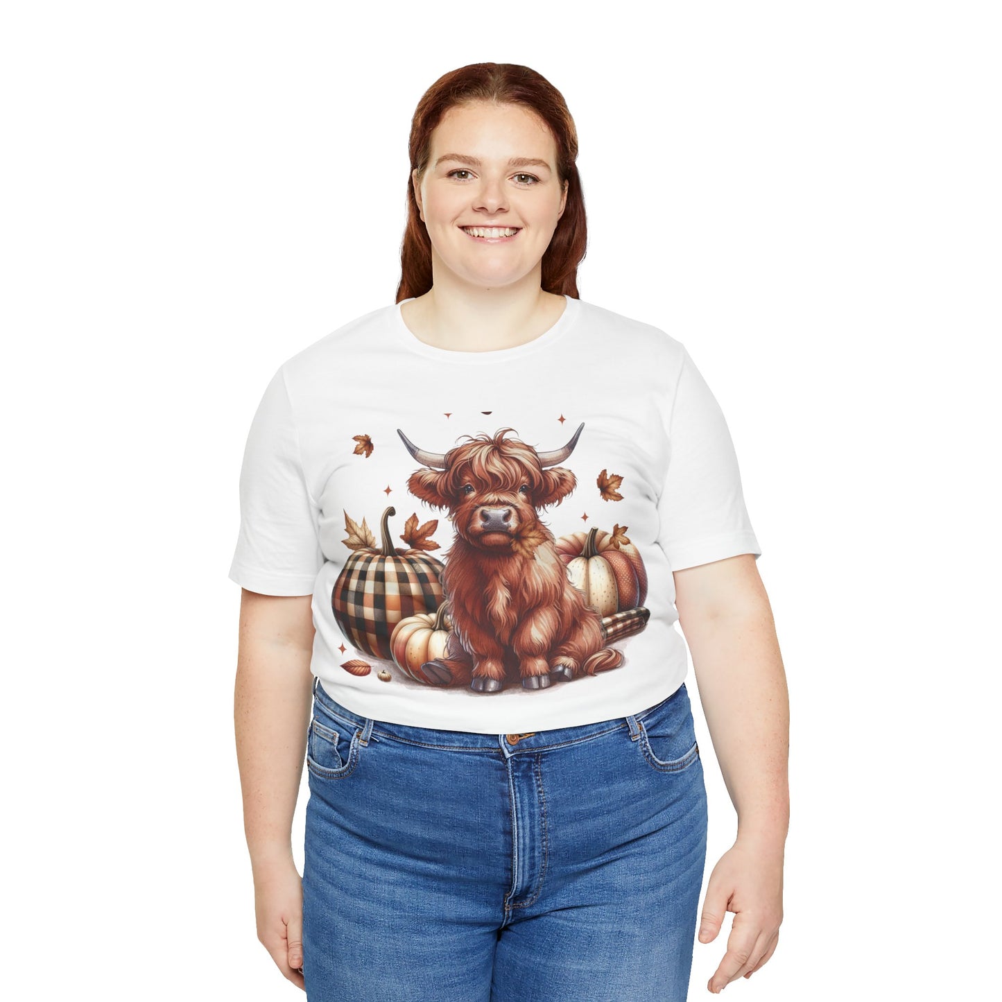 Autumn Highland Cow Charm Unisex Jersey Short Sleeve Tee