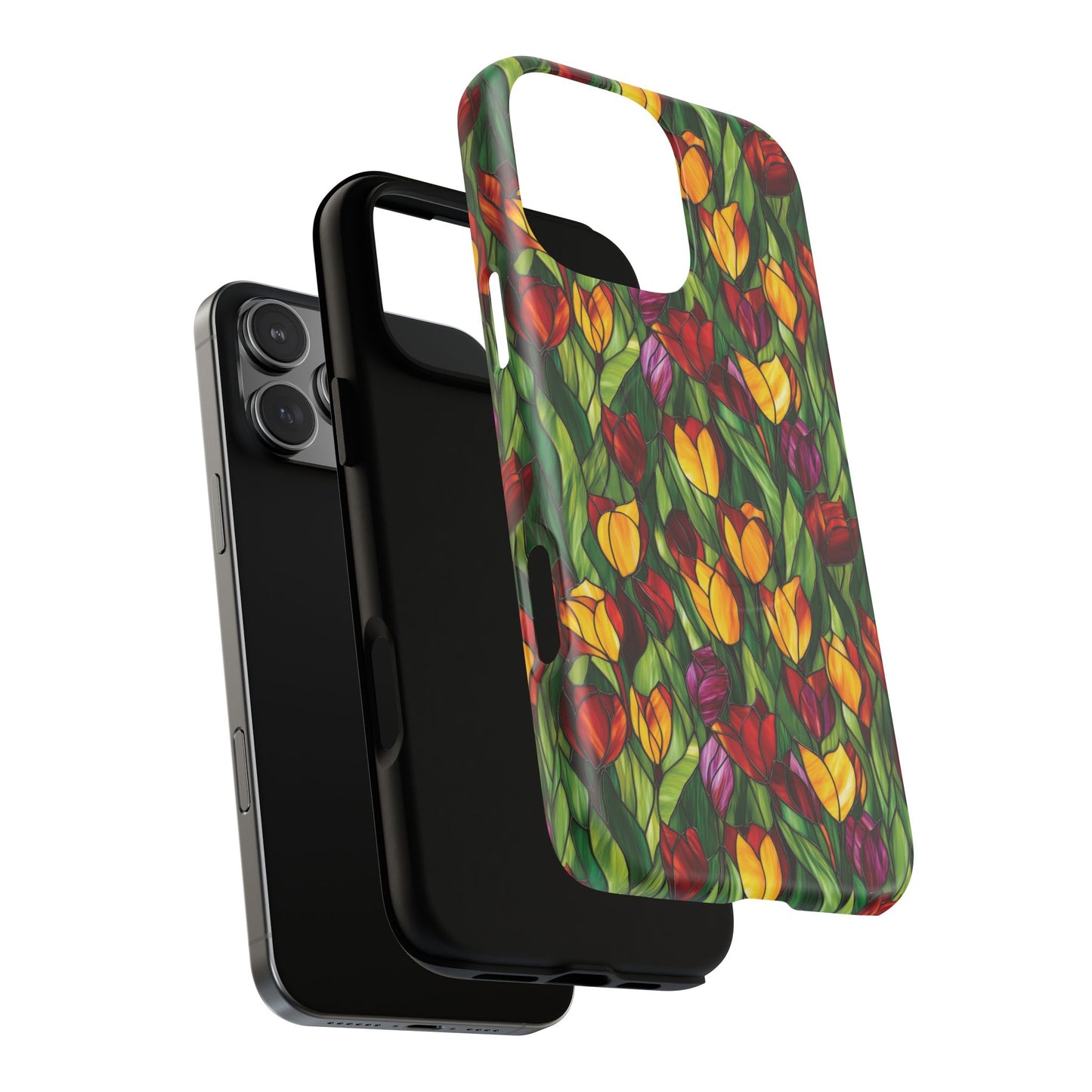Floral Luminous Whirl Tough Magnetic iPhone Case, Stylish Protection for Everyday Life, Gift for Flower Lovers, Unique iPhone Accessory, Stained Glass iPhone Protection.