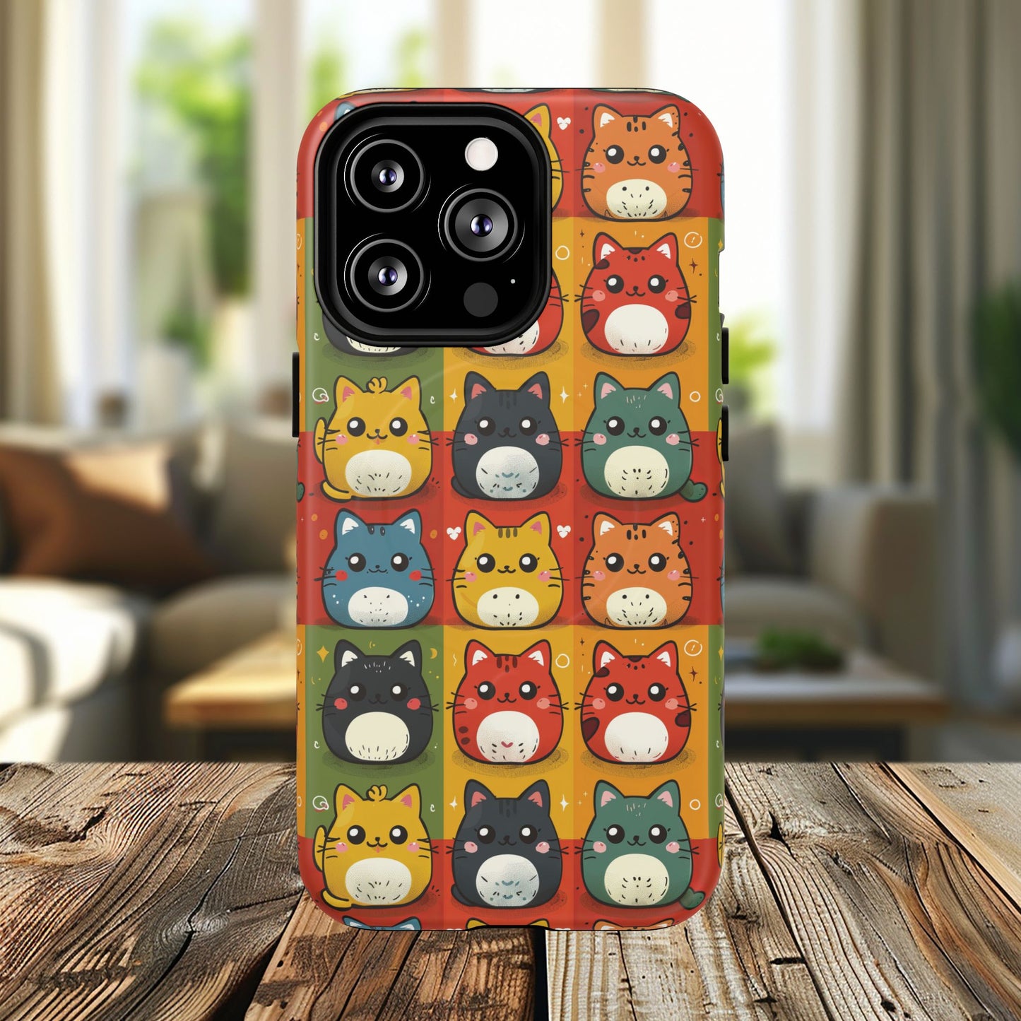 Cute Kawaii Cat iPhone Case, Tough Magnetic iPhone Case, Animal Lover Gift, Kawaii iPhone Cover, Fun Cat Design