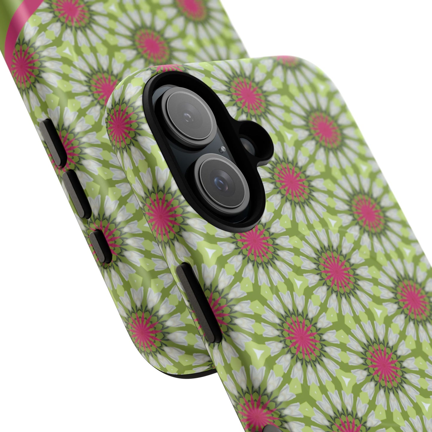 Personalized Meadow Mandala Bloom Vibrant Flower  — Green & Pink Geometric Daisy Design